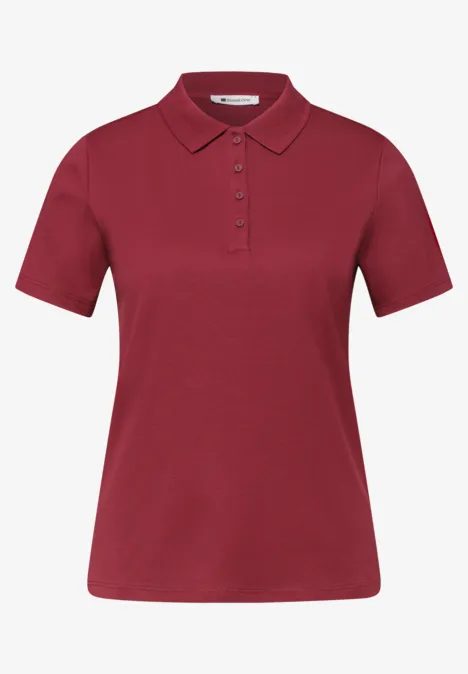 Rotes Damen-Poloshirt mit Kurzarm und Knopfleiste