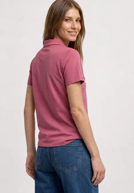 Poloshirt met korte mouwen en geribde structuur dark clouded blush