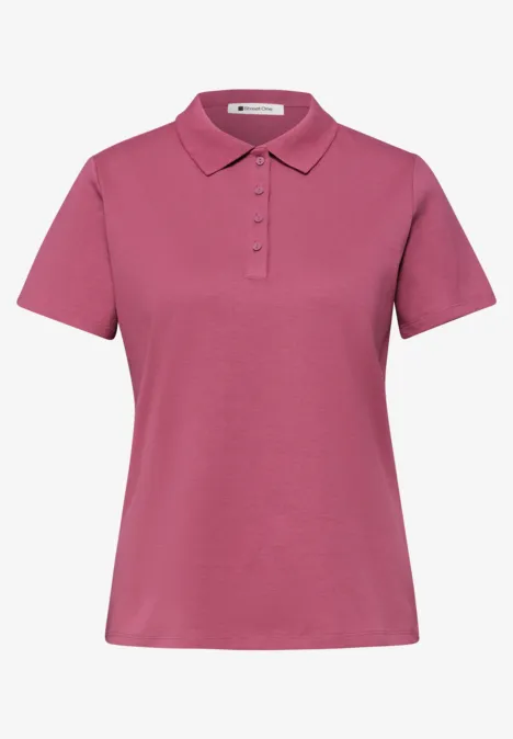 Poloshirt met korte mouwen en geribde structuur dark clouded blush