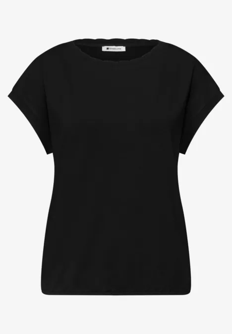 T-Shirt mit Rundhals und Deko-Tape Black T-Shirt mit Rundhals und Deko-Tape Black