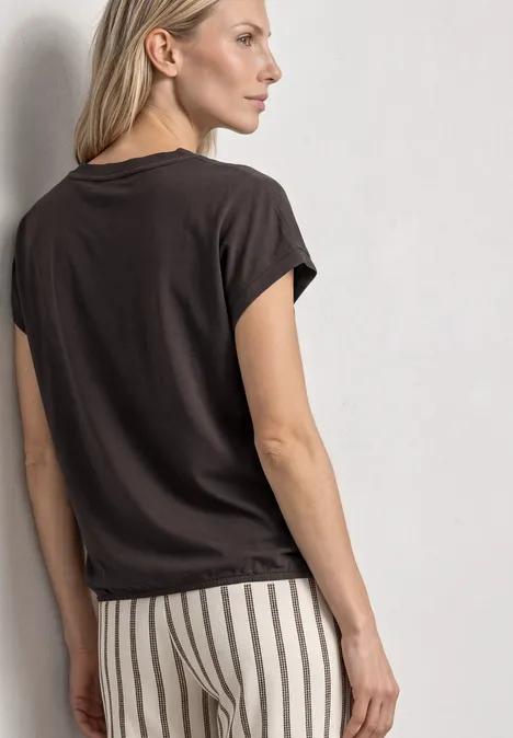 T-Shirt mit Rundhals und Deko-Tape espresso brown