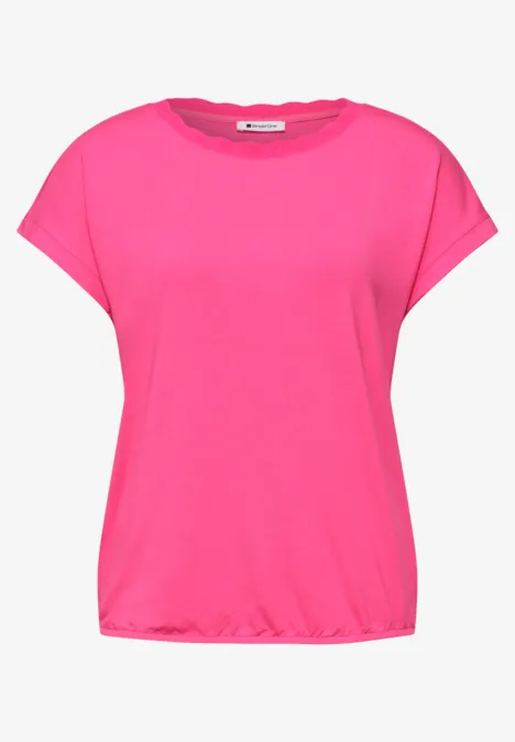 Shirt met ronde hals en decoratieve tape magenta dream