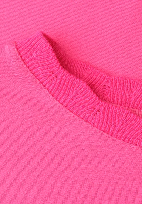Shirt met ronde hals en decoratieve tape magenta dream