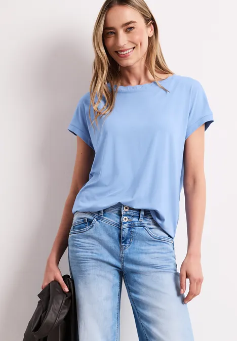 T-Shirt mit Rundhals und Deko-Tape drift blue T-Shirt mit Rundhals und Deko-Tape drift blue