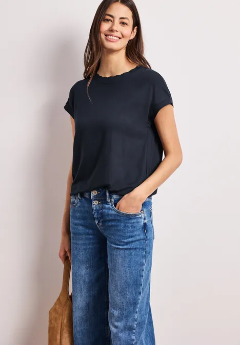 T-Shirt mit Rundhals und Deko-Tape shadowed navy T-Shirt mit Rundhals und Deko-Tape shadowed navy