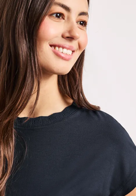 T-Shirt mit Rundhals und Deko-Tape shadowed navy T-Shirt mit Rundhals und Deko-Tape shadowed navy