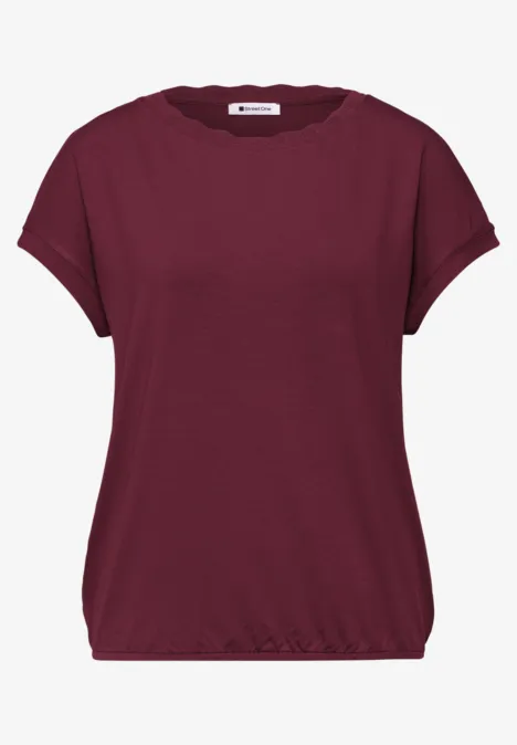 Shirt met ronde hals en decoratieve tape truffle red Shirt met ronde hals en decoratieve tape truffle red