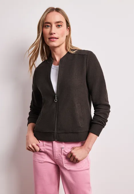 Blouson avec fermeture éclair et structure espresso brown