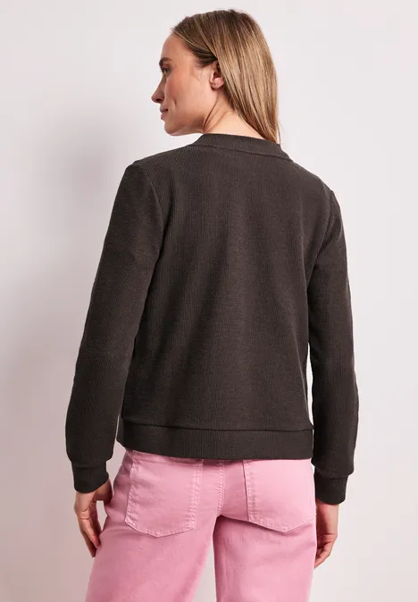 Blouson avec fermeture éclair et structure espresso brown