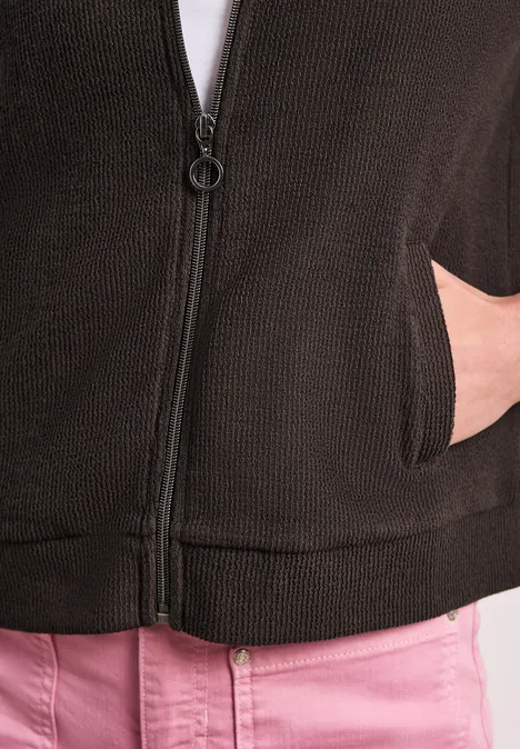 Blouson avec fermeture éclair et structure espresso brown