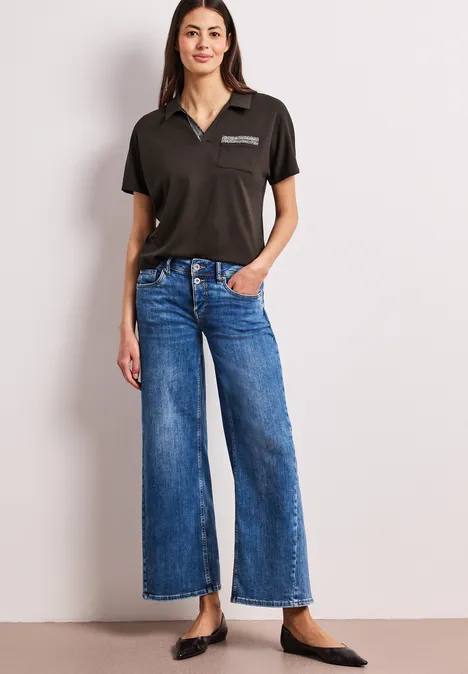 Kurzarm Poloshirt mit Glitzer espresso brown Kurzarm Poloshirt mit Glitzer espresso brown