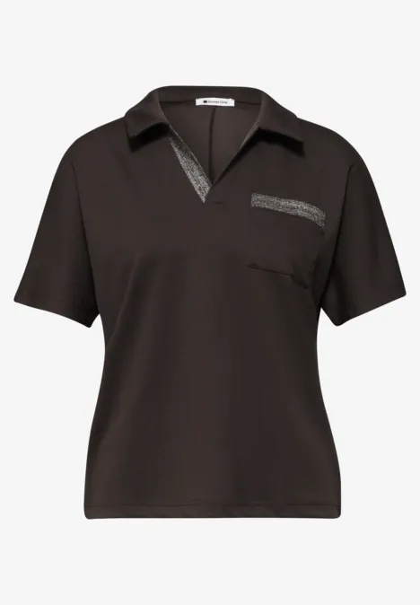 Kurzarm Poloshirt mit Glitzer espresso brown Kurzarm Poloshirt mit Glitzer espresso brown