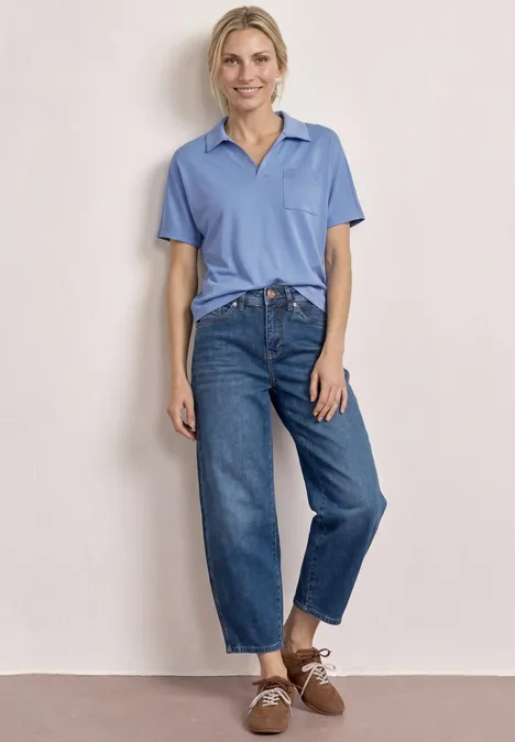 Kurzarm Poloshirt mit Glitzer drift blue