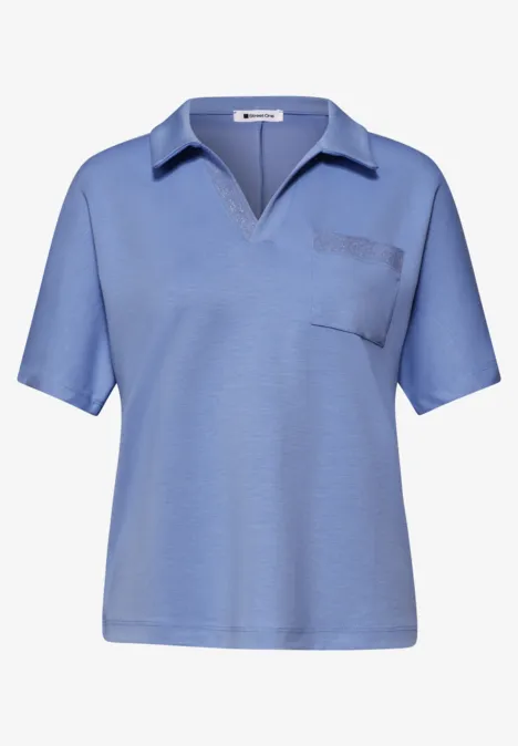 Kurzarm Poloshirt mit Glitzer drift blue