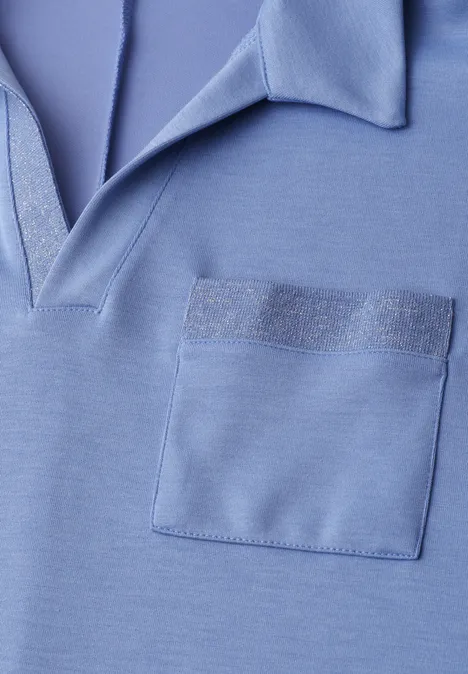 Kurzarm Poloshirt mit Glitzer drift blue