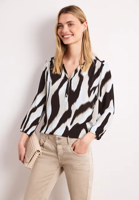 T-shirt à col fendu et mélange de structures espresso brown T-shirt à col fendu et mélange de structures espresso brown