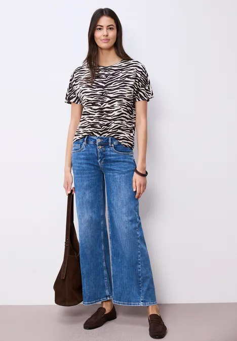 Shirt met korte mouwen, ronde hals en print espresso brown Shirt met korte mouwen, ronde hals en print espresso brown