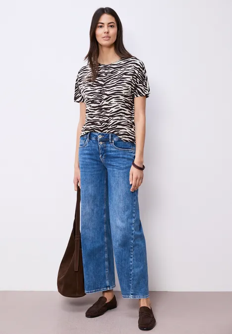 Shirt met korte mouwen, ronde hals en print espresso brown Shirt met korte mouwen, ronde hals en print espresso brown