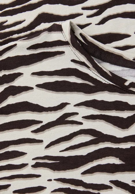 Shirt met korte mouwen, ronde hals en print espresso brown Shirt met korte mouwen, ronde hals en print espresso brown