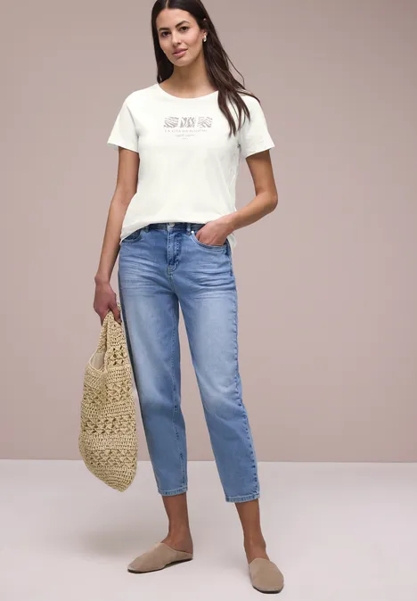 T-shirt basique à col rond avec imprimé off white