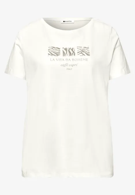 T-shirt basique à col rond avec imprimé off white