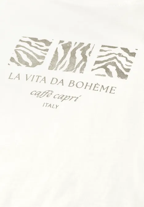 T-shirt basique à col rond avec imprimé off white
