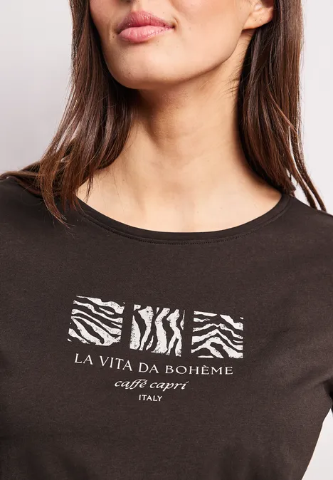 T-shirt basique à col rond avec imprimé espresso brown T-shirt basique à col rond avec imprimé espresso brown