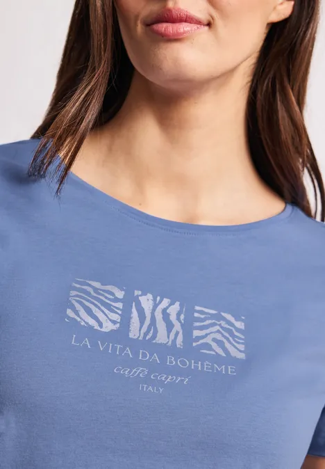 T-shirt basique à col rond avec imprimé drift blue T-shirt basique à col rond avec imprimé drift blue