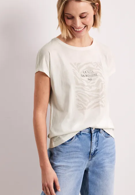 T-shirt dropped shoulder avec imprimé frontal off white