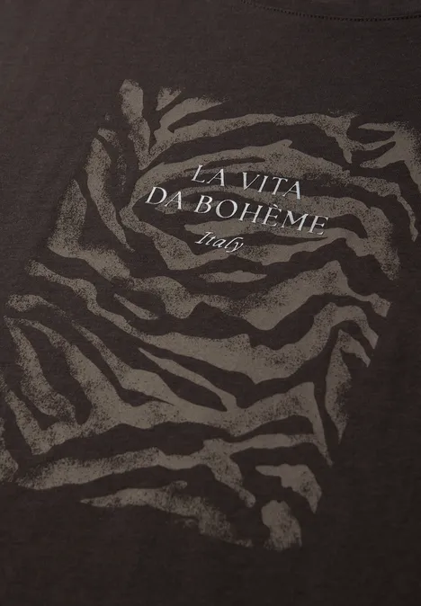 Dropped Shoulder Shirt mit Frontprint espresso brown Dropped Shoulder Shirt mit Frontprint espresso brown