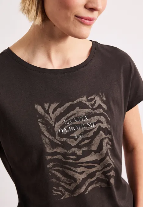 Dropped Shoulder Shirt mit Frontprint espresso brown Dropped Shoulder Shirt mit Frontprint espresso brown