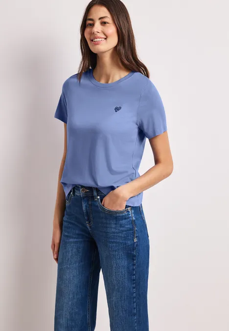 T-shirt à col rond avec détail de cœur drift blue T-shirt à col rond avec détail de cœur drift blue