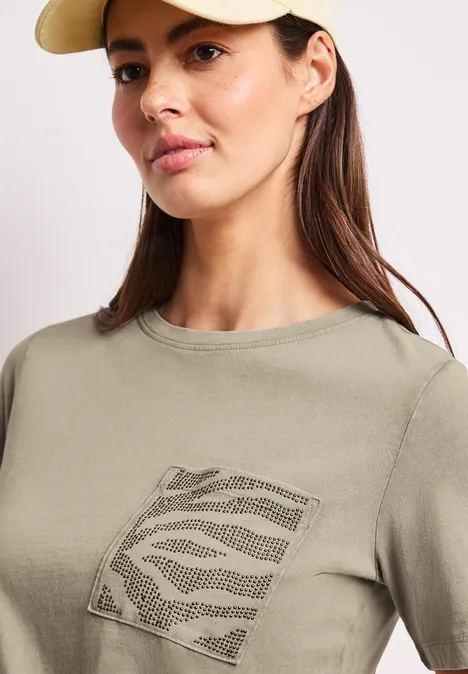 Shirt met ronde hals en edelstenen timeless beige Shirt met ronde hals en edelstenen timeless beige