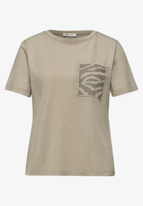 Shirt met ronde hals en edelstenen timeless beige Shirt met ronde hals en edelstenen timeless beige