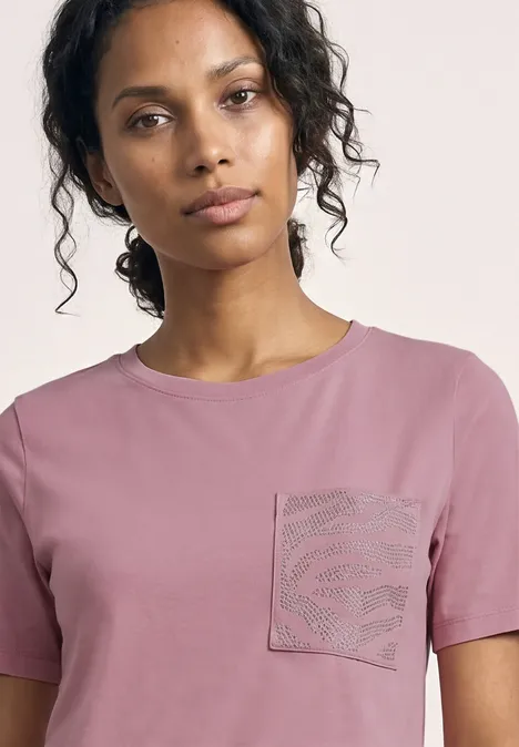 Shirt met ronde hals en edelstenen clouded blush Shirt met ronde hals en edelstenen clouded blush