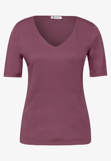 Shirt met korte mouwen en hartvormige halslijn dark clouded blush