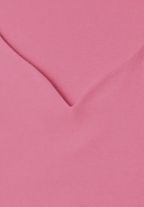 T-shirt manches courtes à col cœur warm blush Rosa Stoff mit V-förmiger Falte