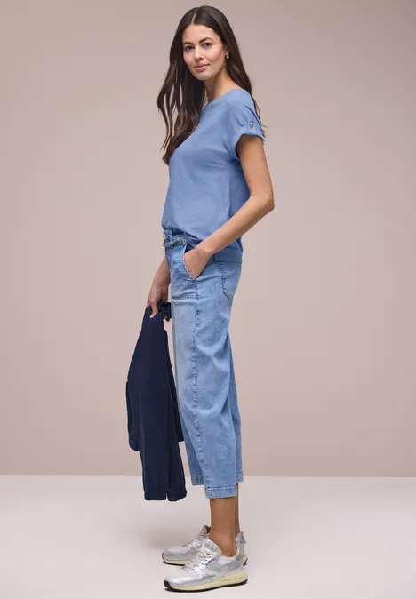 T-shirt à col rond avec détails de boutons drift blue T-shirt à col rond avec détails de boutons drift blue