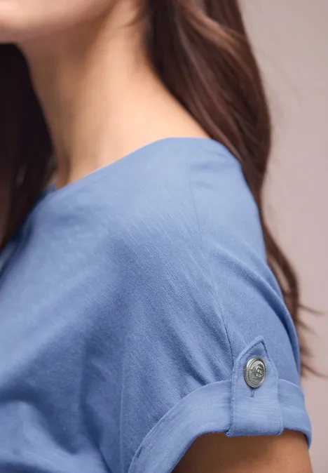 T-shirt à col rond avec détails de boutons drift blue T-shirt à col rond avec détails de boutons drift blue