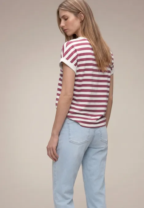 Chemise à rayures dropped shoulder dark clouded blush Chemise à rayures dropped shoulder dark clouded blush