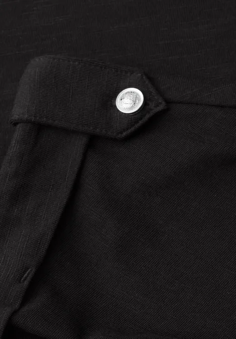 Shirt met gespleten hals en knoopdetails Black