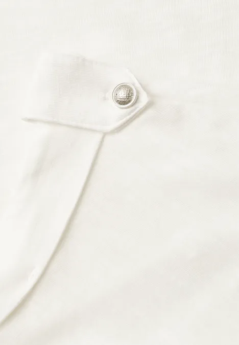 T-Shirt mit Split Neck und Knopfdetails off white T-Shirt mit Split Neck und Knopfdetails off white