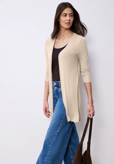 Jas met lange mouwen en een open pasvorm clay sand