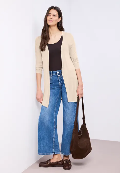 Jas met lange mouwen en een open pasvorm clay sand