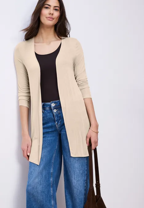 Jas met lange mouwen en een open pasvorm clay sand