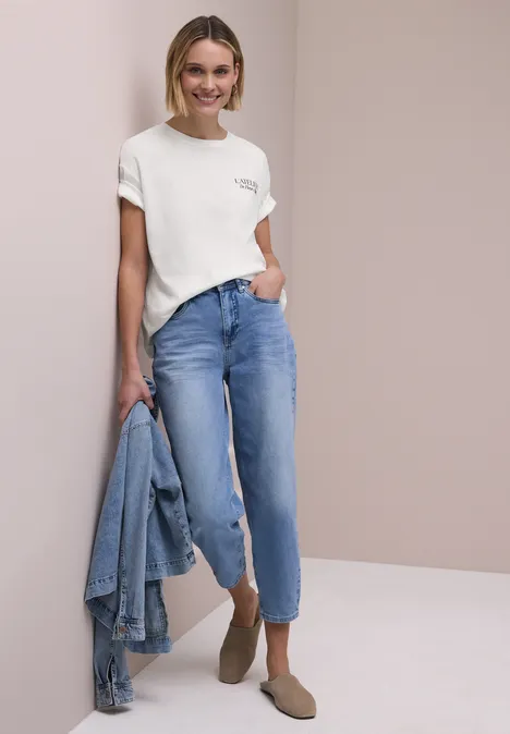 Shirt met ronde hals en opdruk op de rug off white Shirt met ronde hals en opdruk op de rug off white