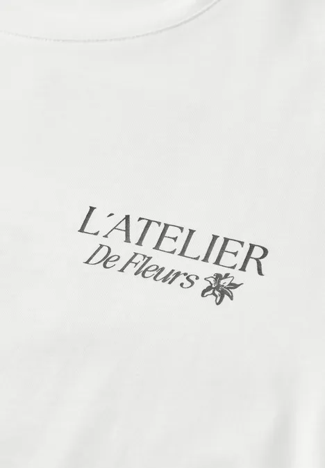 Shirt met ronde hals en opdruk op de rug off white Shirt met ronde hals en opdruk op de rug off white