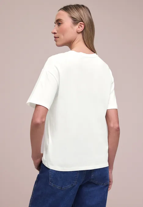 Shirt met korte mouwen, ronde hals en print off white Shirt met korte mouwen, ronde hals en print off white