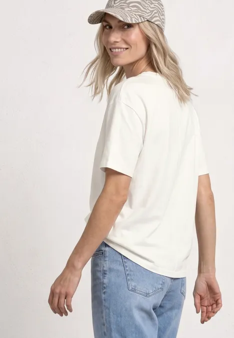 T-Shirt mit Rundhals und Print off white T-Shirt mit Rundhals und Print off white