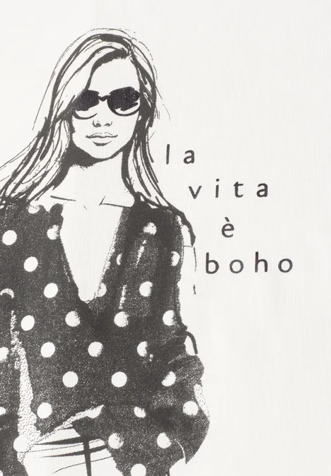 T-Shirt mit Rundhals und Print off white T-Shirt mit Rundhals und Print off white